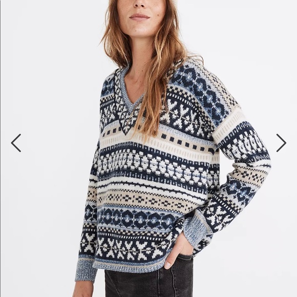 Madewell Sweaters - NWT Madewell Forrest Fair Isle V-Neck Sweater SM